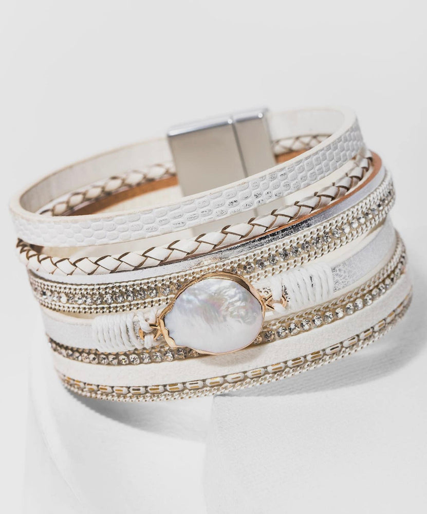 
                  
                    Santorini Pearl Leather Wrap Bracelet
                  
                