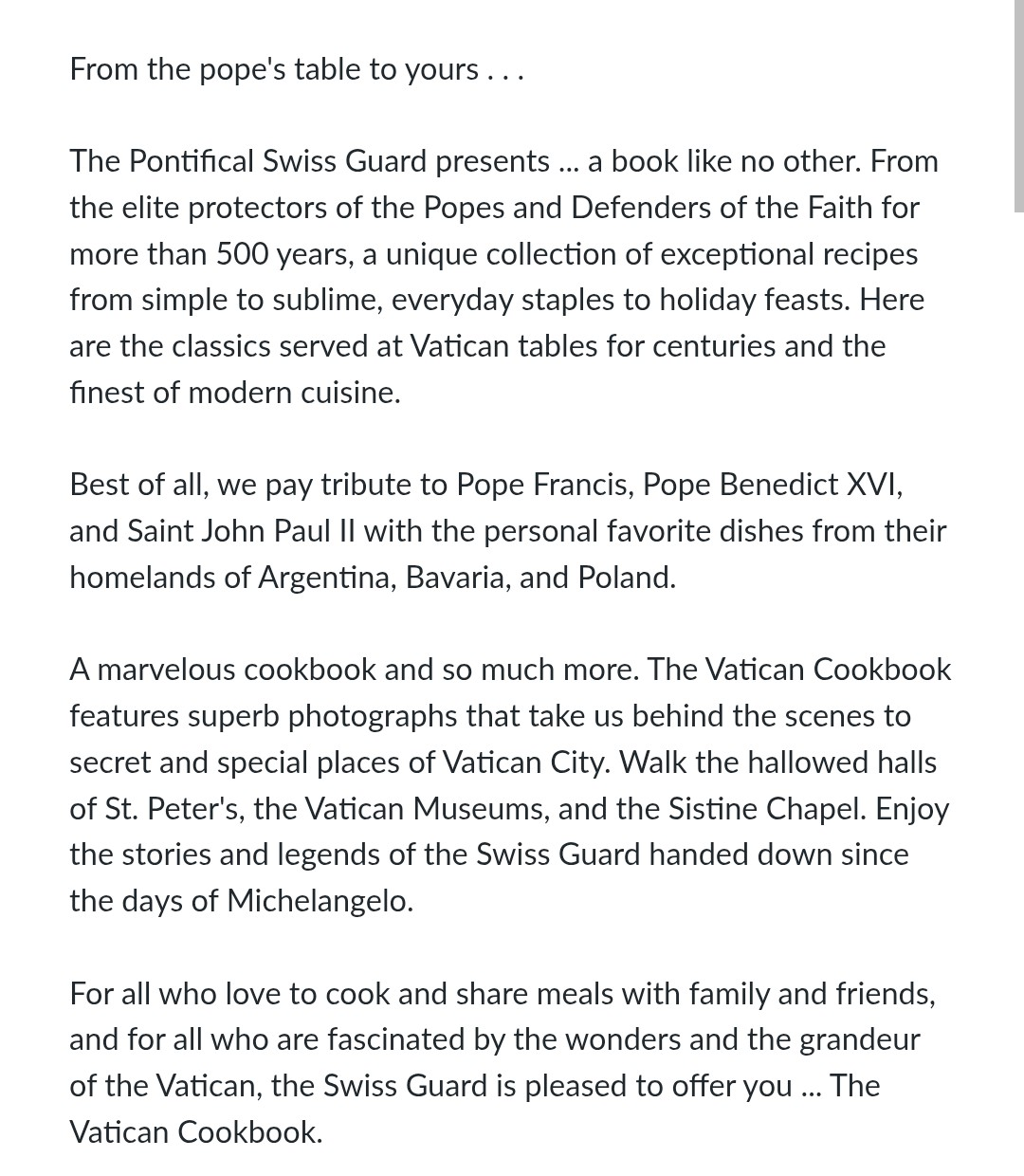 THE
VATICAN
COOKBOOK